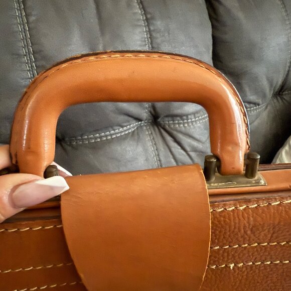 Rexbilt Vintage Split Cowhide Leather Brief Bag Stay-Open Frame - Picture 8 of 8